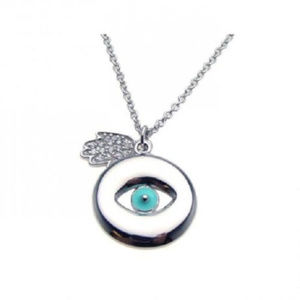 925 Sterling Silver Evil Eye Hamsa Pendant necklac
